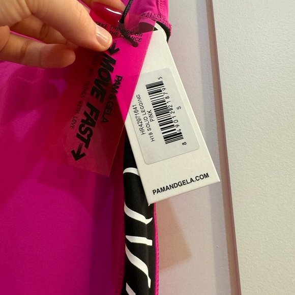 NWT Pam & Gela “Rule all things with love” hot pink workout leggings - Picture 2 of 4
